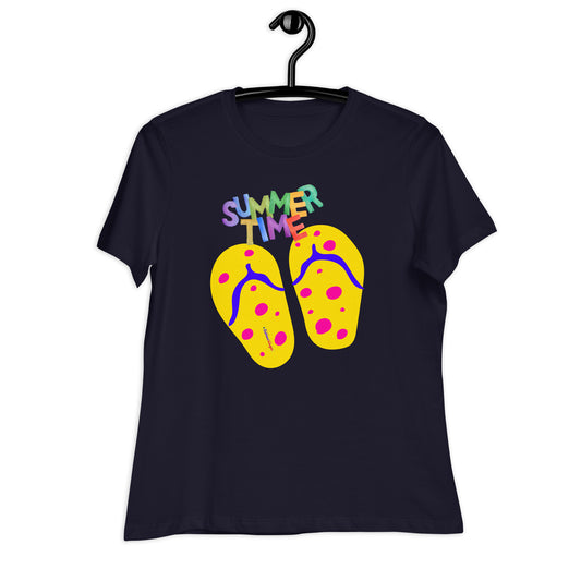 SUMMER TIME, Flip flop for Summer,  CALMNESS DESIGNS,  Creative Designer's,  Women's Relaxed T-Shirt