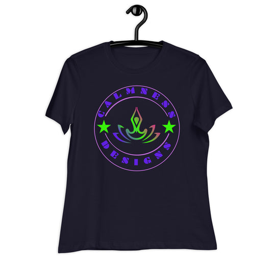 Yoga Meditation, Lotus Pose, Stars,  CALMNESS DESIGNS,  Creative Designer's,  Women's Relaxed T-Shirt