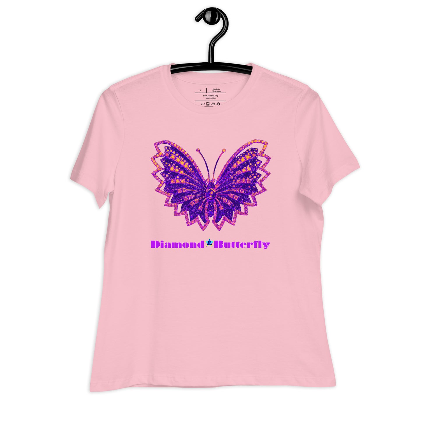 Designer Diamond Butterfly Brooch,  CALMNESS DESIGNS,  Women's Relaxed T-Shirt