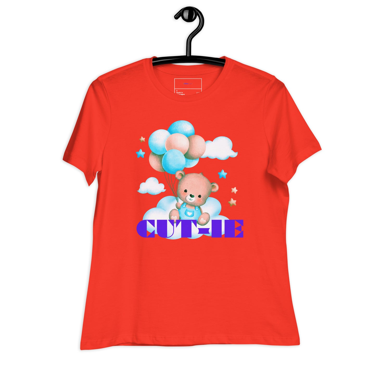 Cute Teddy Bear and Balloon, Calmness Designs, Creative Designs,    Women's Relaxed T-Shirt