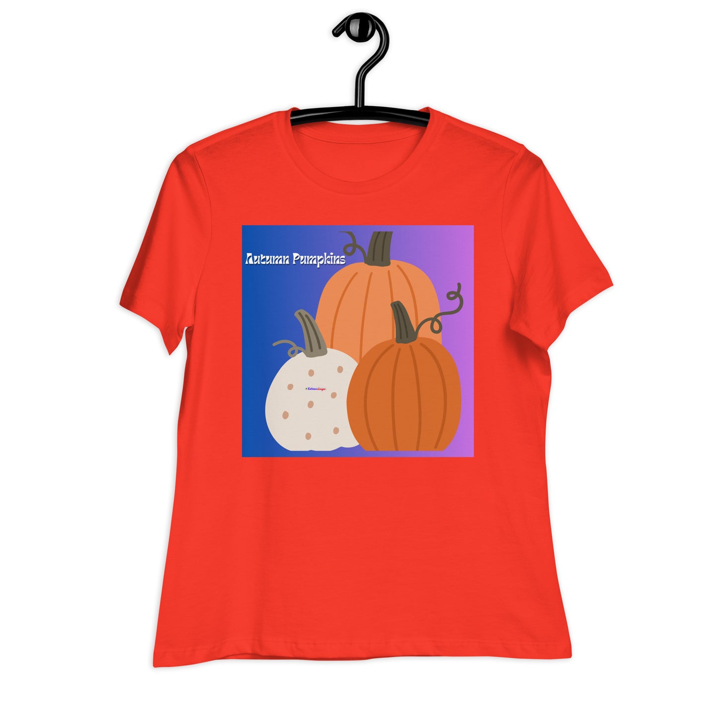 Cute Autumn Pumpkins, Three Pumpkins, CALMNESS DESIGNS,  Creative Designer's,Women's Relaxed T-Shirt