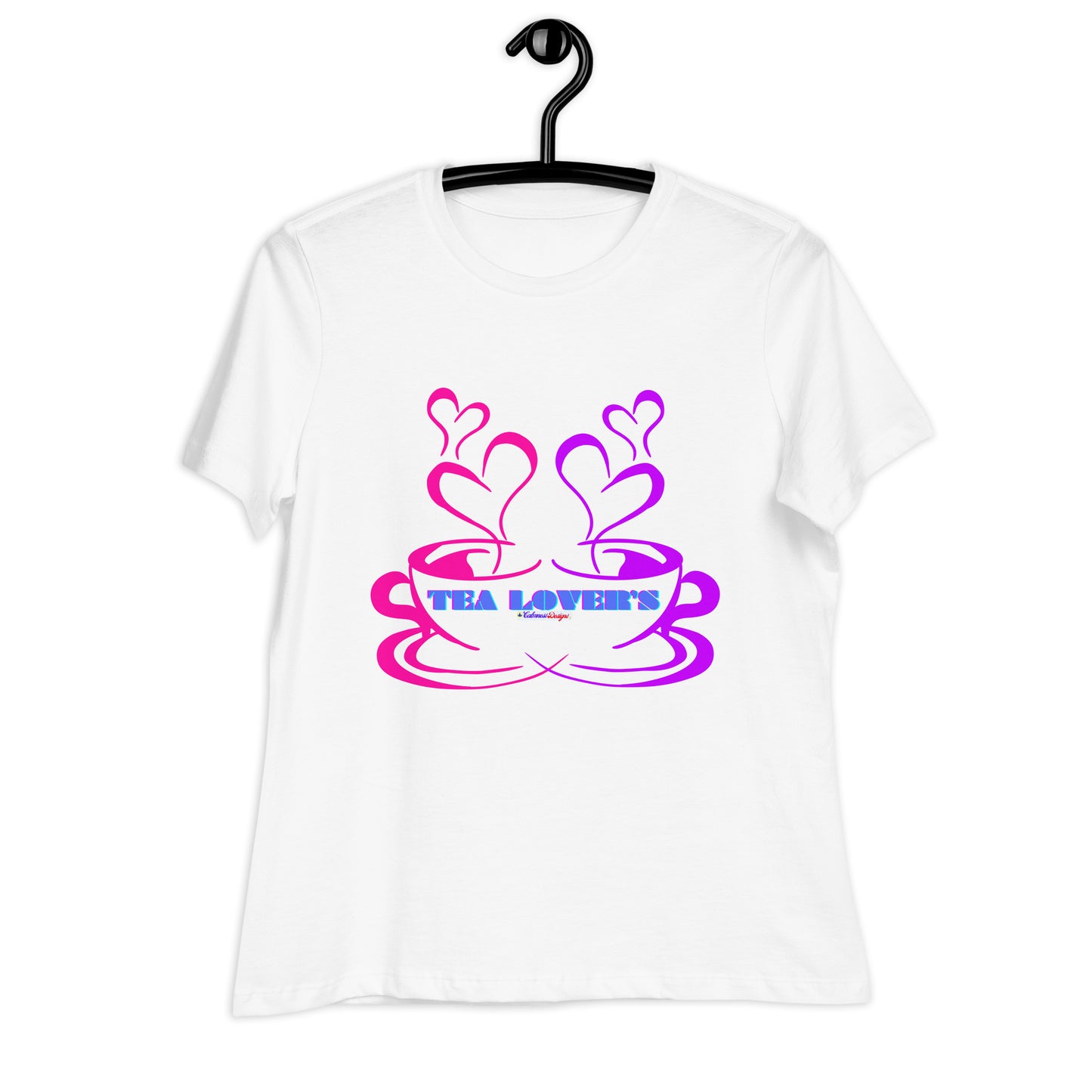 TEA LOVER'S 2 CUPS of COFFEE, Hearts, CALMNESS DESIGNS,  Creative Designer's,  Women's Relaxed T-Shirt