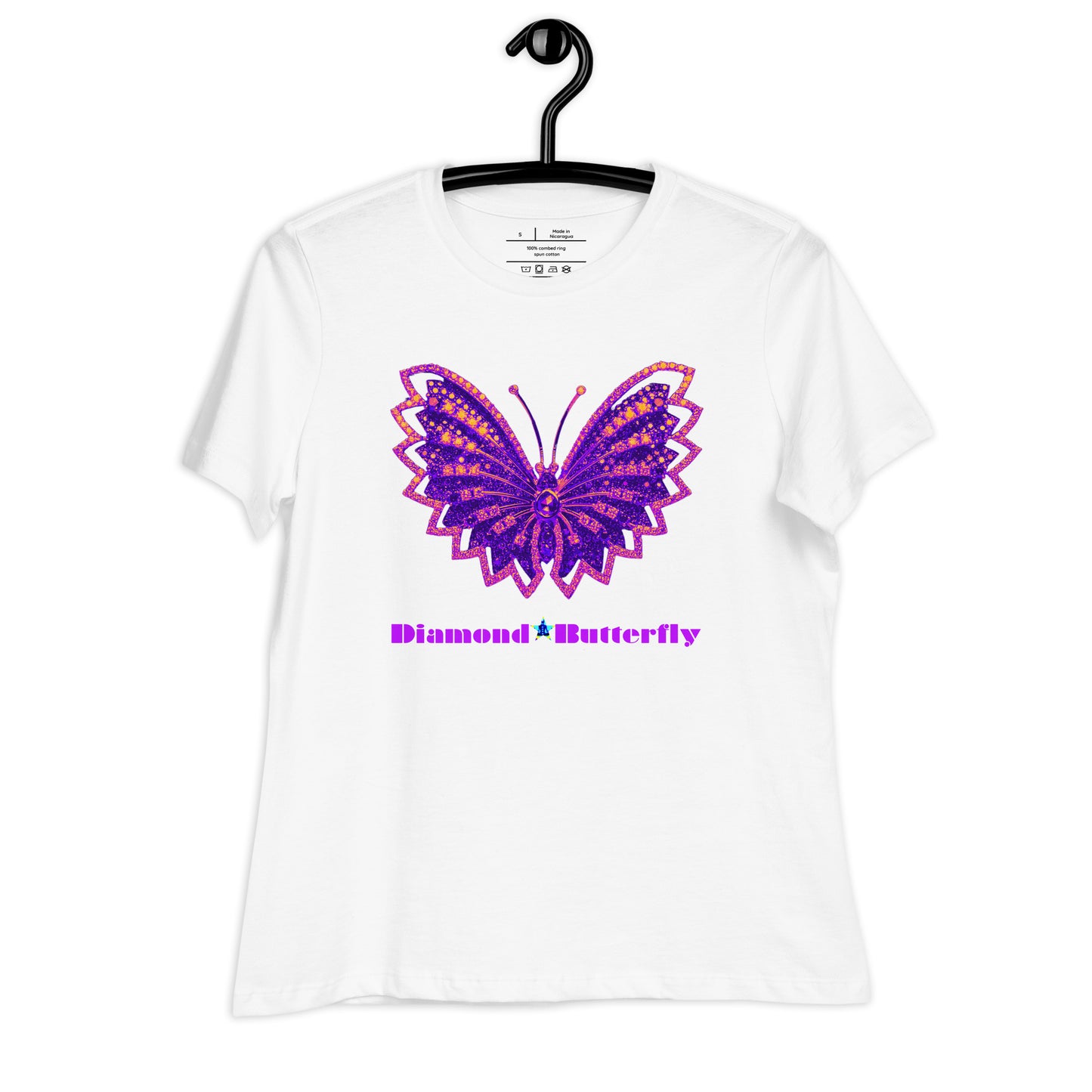 Designer Diamond Butterfly Brooch,  CALMNESS DESIGNS,  Women's Relaxed T-Shirt