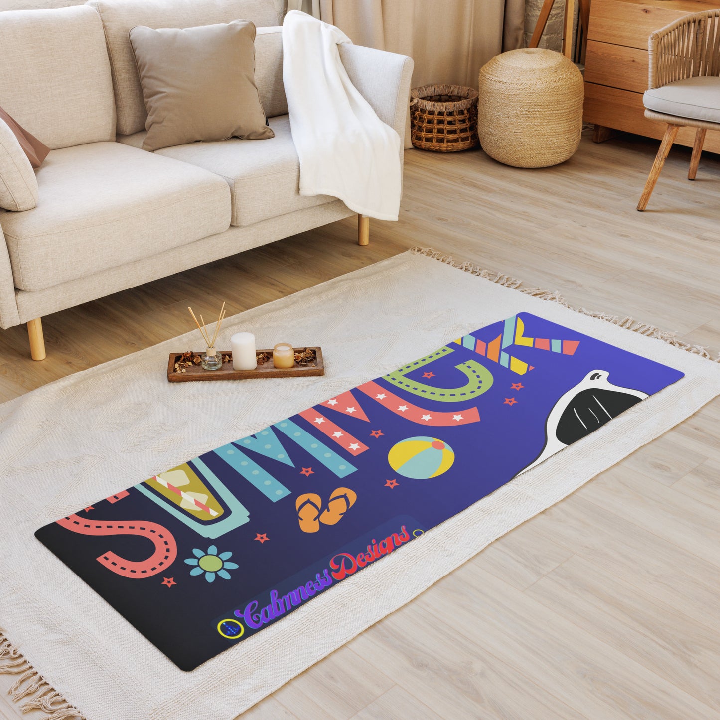 Hello Summer, Summer Vacation Sun Glasses, Stars,  CALMNESS DESIGNS,  Creative Designer's,  Yoga mat