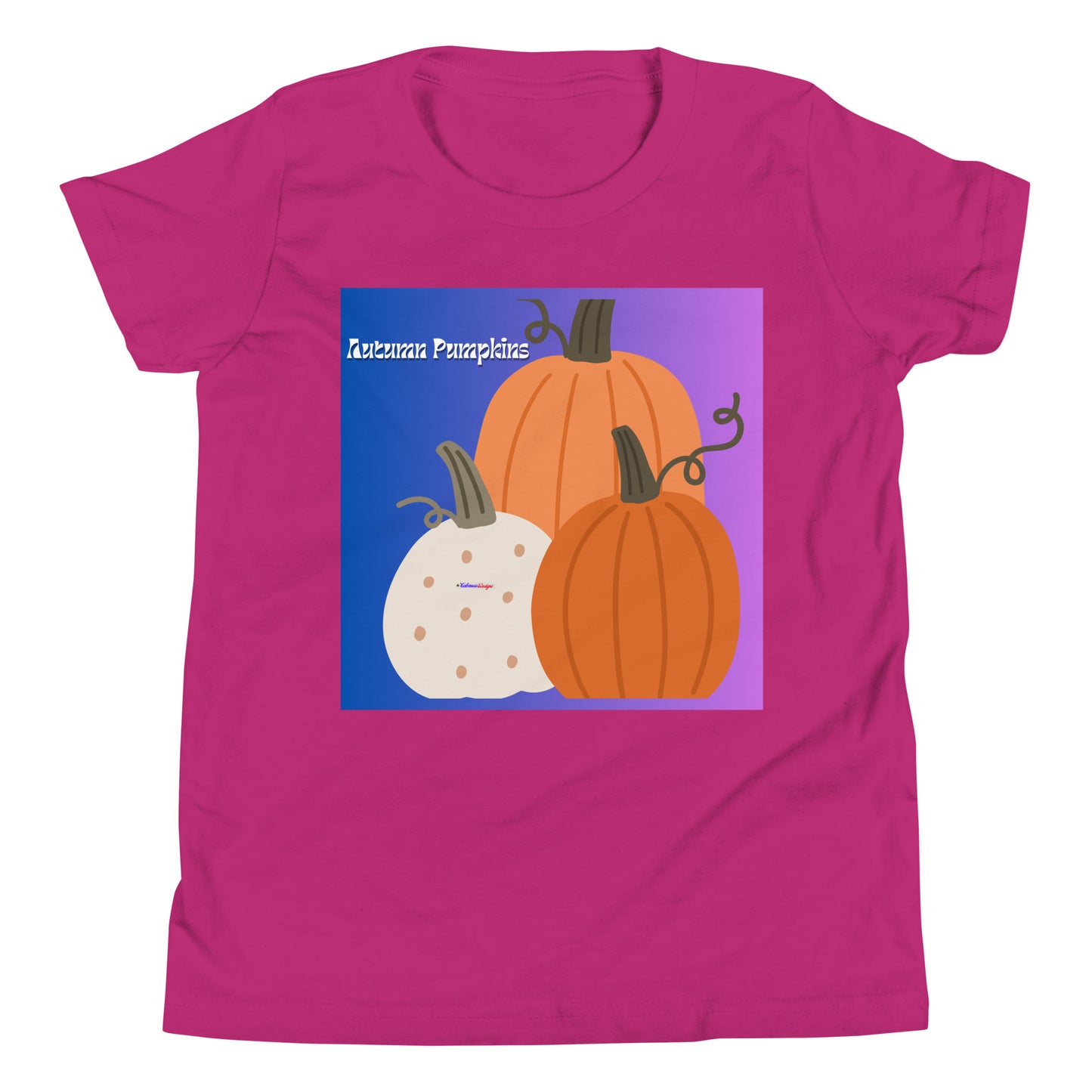 Cute Autumn Pumpkins, Three Pumpkins, CALMNESS DESIGNS,  Creative Designer's, Youth Short Sleeve T-Shirt