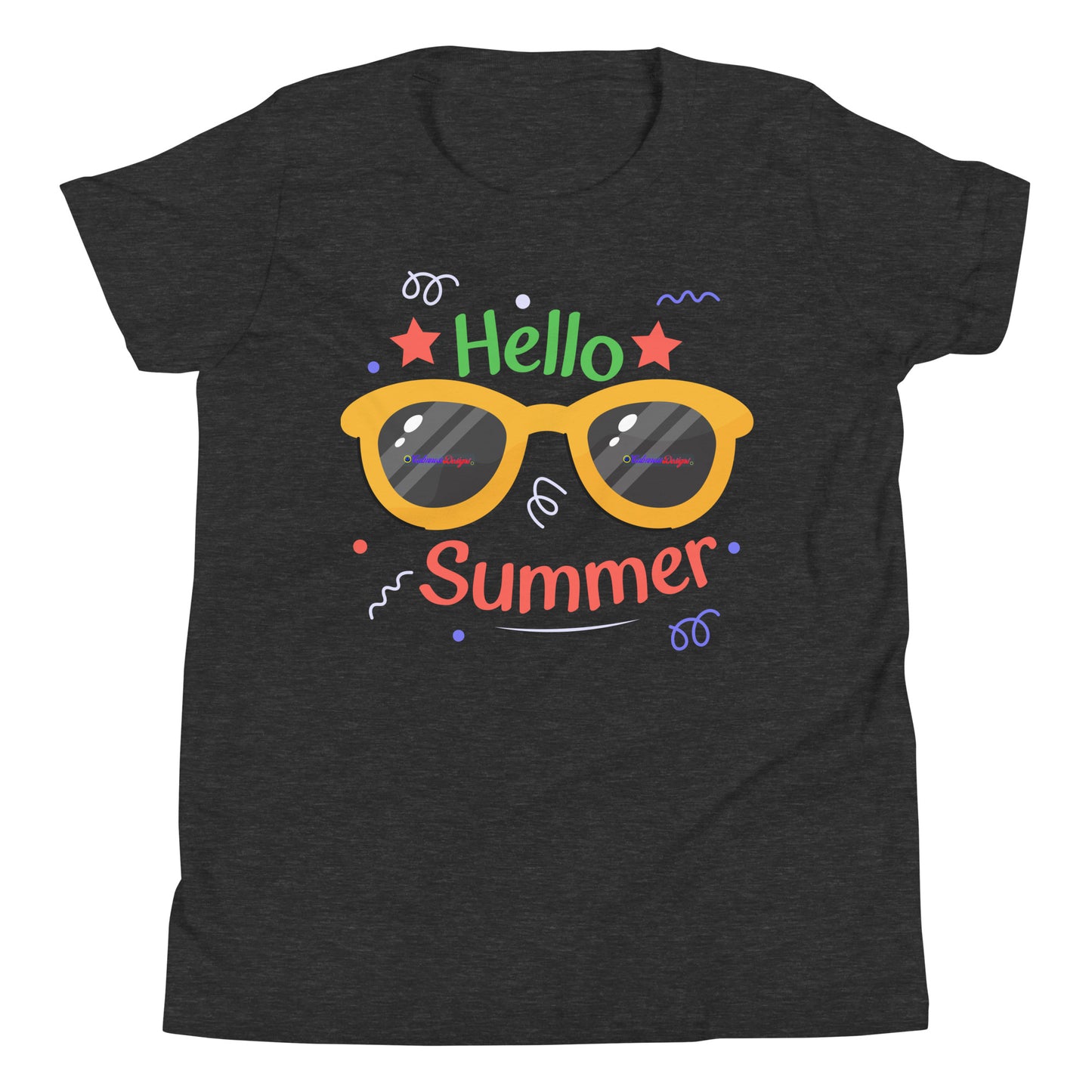 Hello Summer, Summer Vacation Sun Glasses, Stars,  CALMNESS DESIGNS,  Creative Designer's,  Youth Short Sleeve T-Shirt