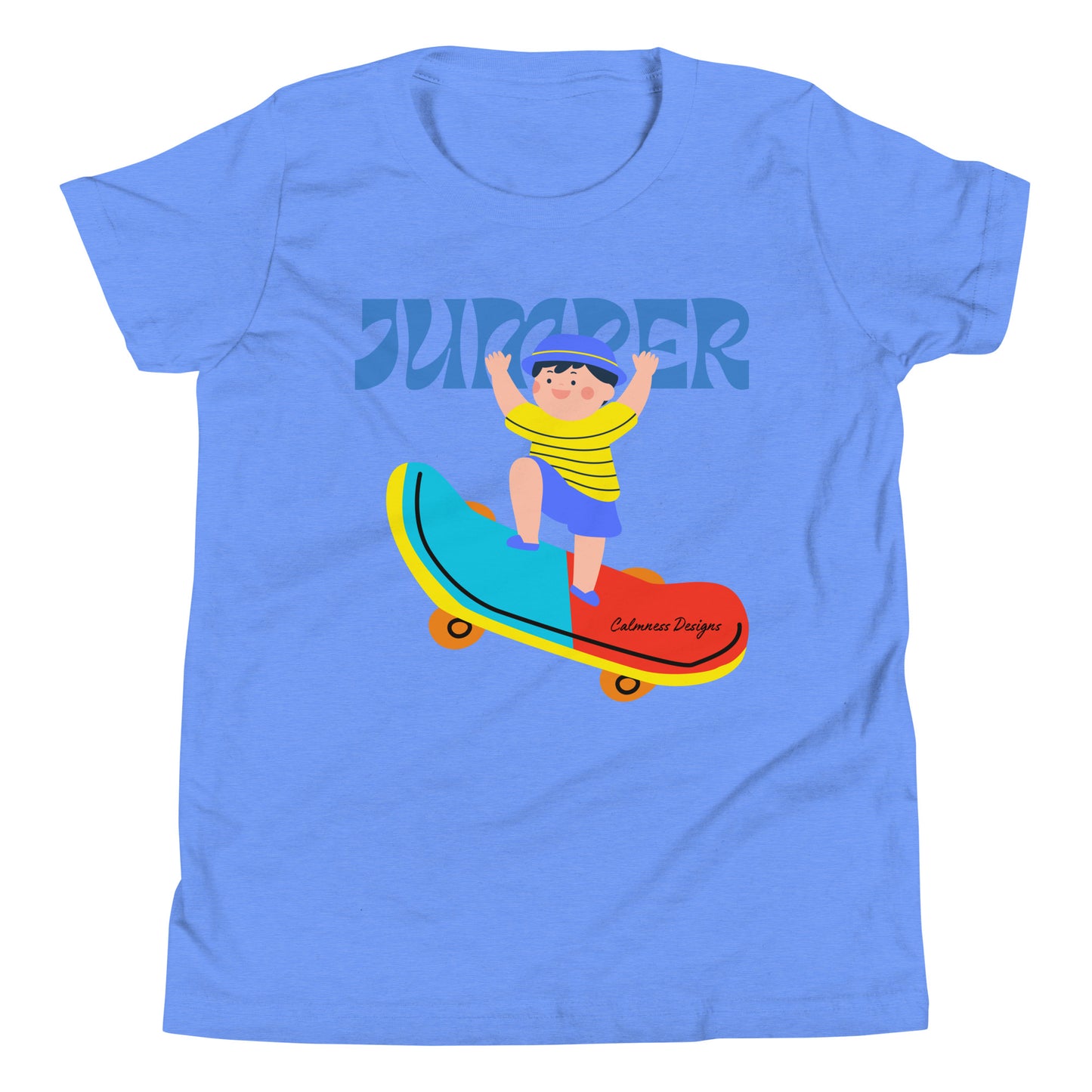 Asian Kid Jumping and Skate-Board,  CALMNESS DESIGNS,  Creative Designer's,  Youth Short Sleeve T-Shirt