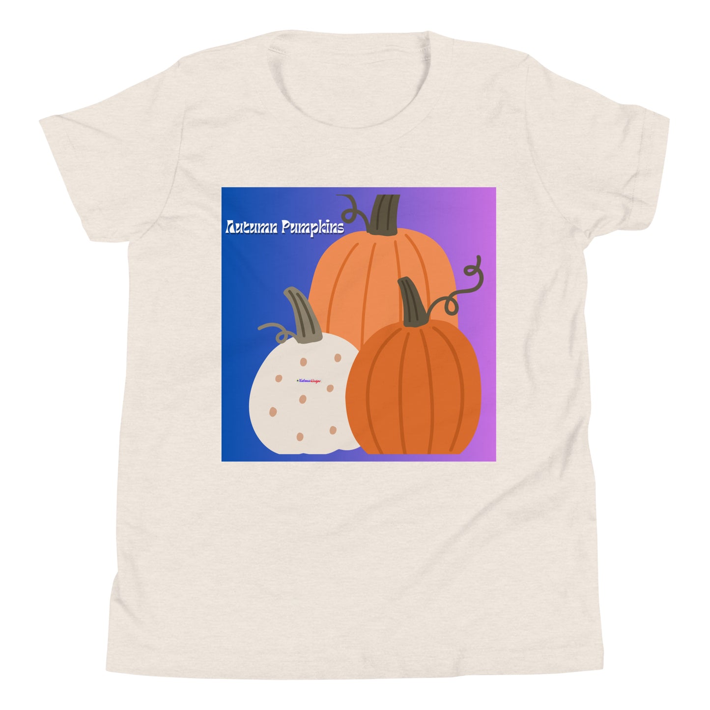 Cute Autumn Pumpkins, Three Pumpkins, CALMNESS DESIGNS,  Creative Designer's, Youth Short Sleeve T-Shirt