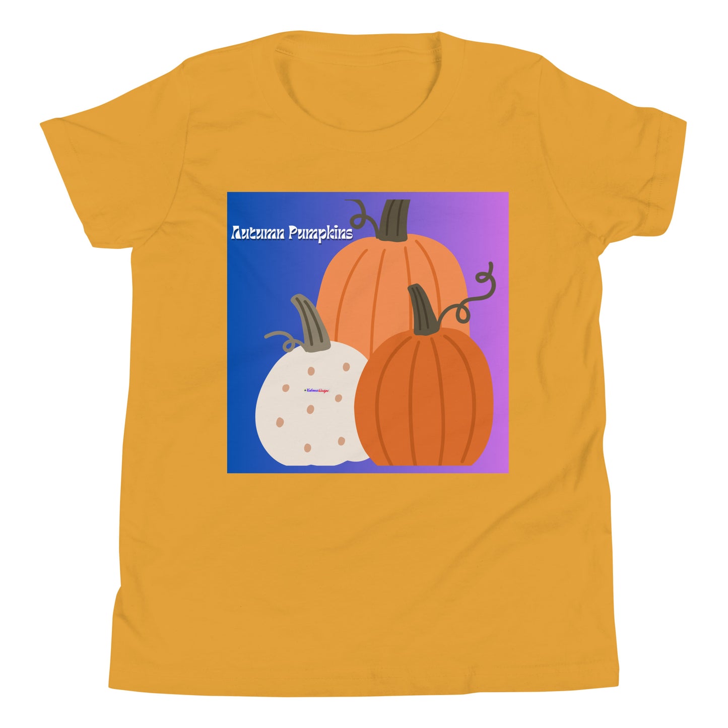 Cute Autumn Pumpkins, Three Pumpkins, CALMNESS DESIGNS,  Creative Designer's, Youth Short Sleeve T-Shirt