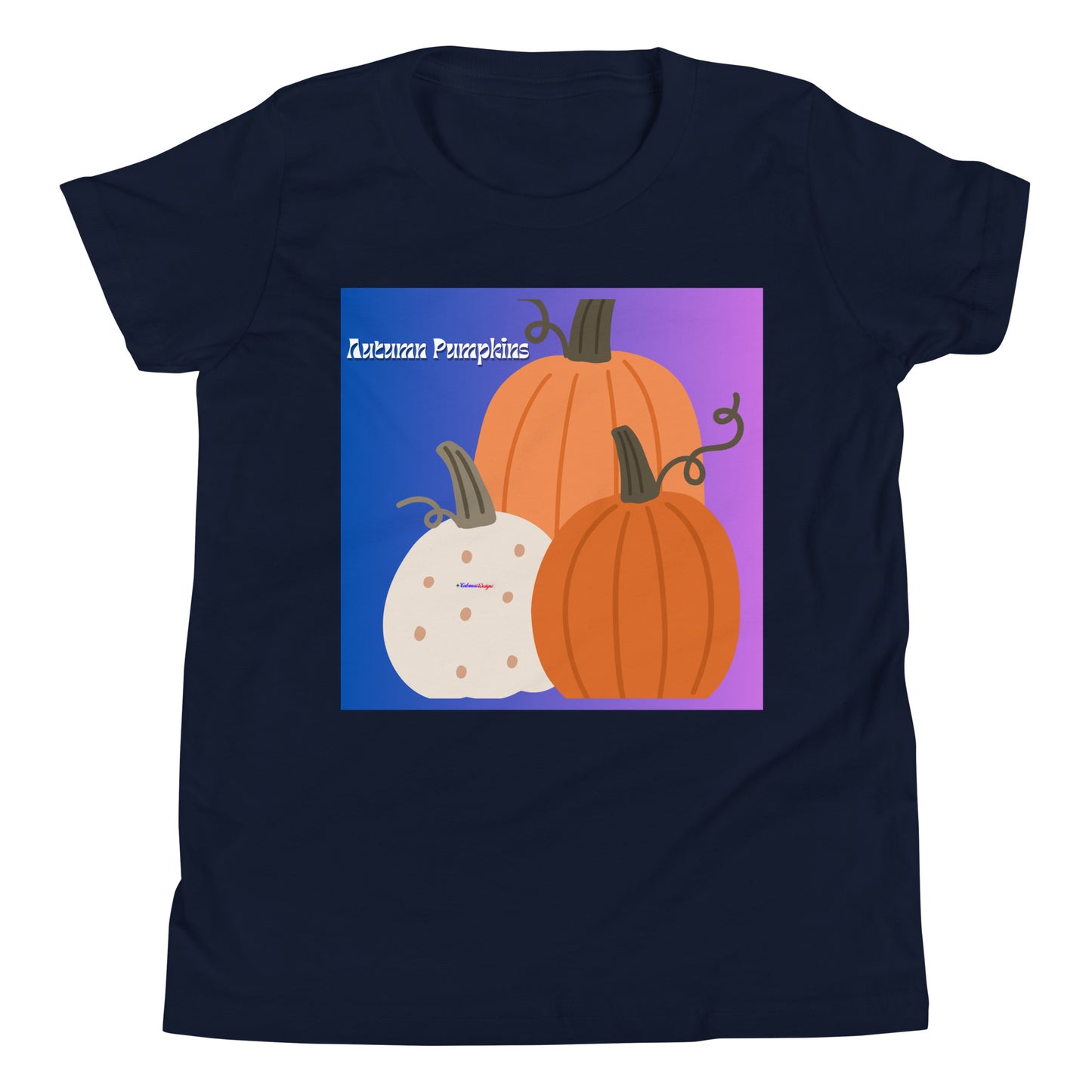 Cute Autumn Pumpkins, Three Pumpkins, CALMNESS DESIGNS,  Creative Designer's, Youth Short Sleeve T-Shirt