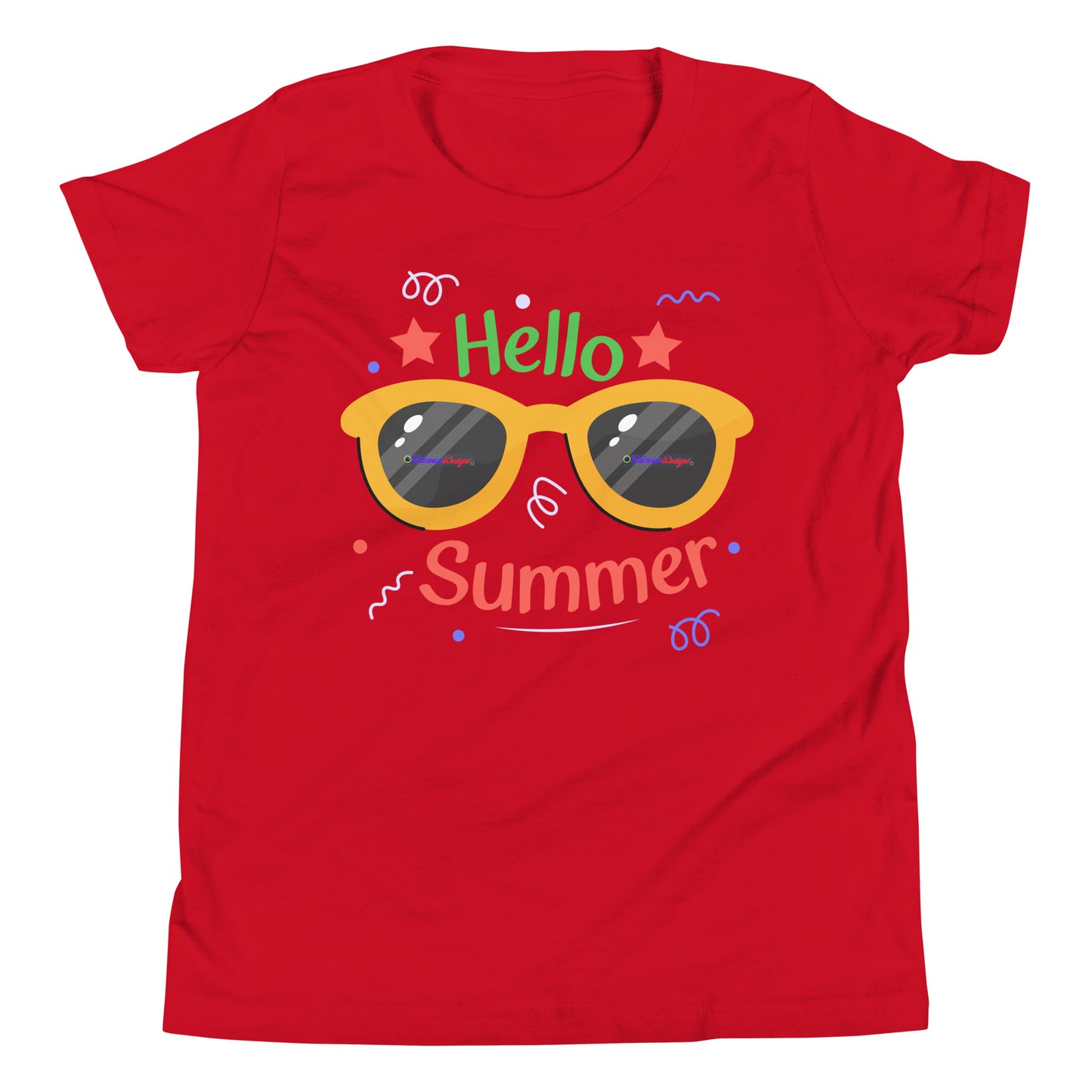 Hello Summer, Summer Vacation Sun Glasses, Stars,  CALMNESS DESIGNS,  Creative Designer's,  Youth Short Sleeve T-Shirt