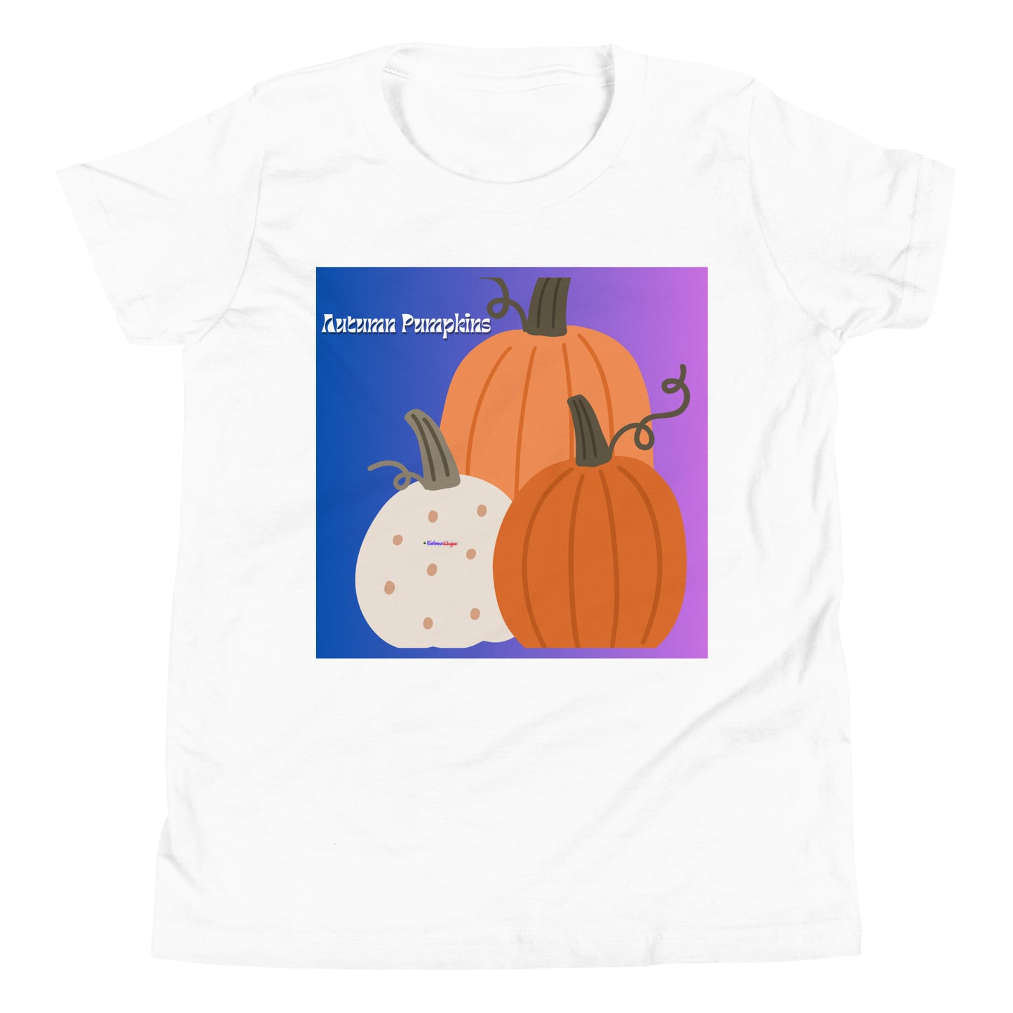 Cute Autumn Pumpkins, Three Pumpkins, CALMNESS DESIGNS,  Creative Designer's, Youth Short Sleeve T-Shirt