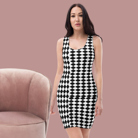 Checkered Diamond Sublimation Cut & Sew Dress