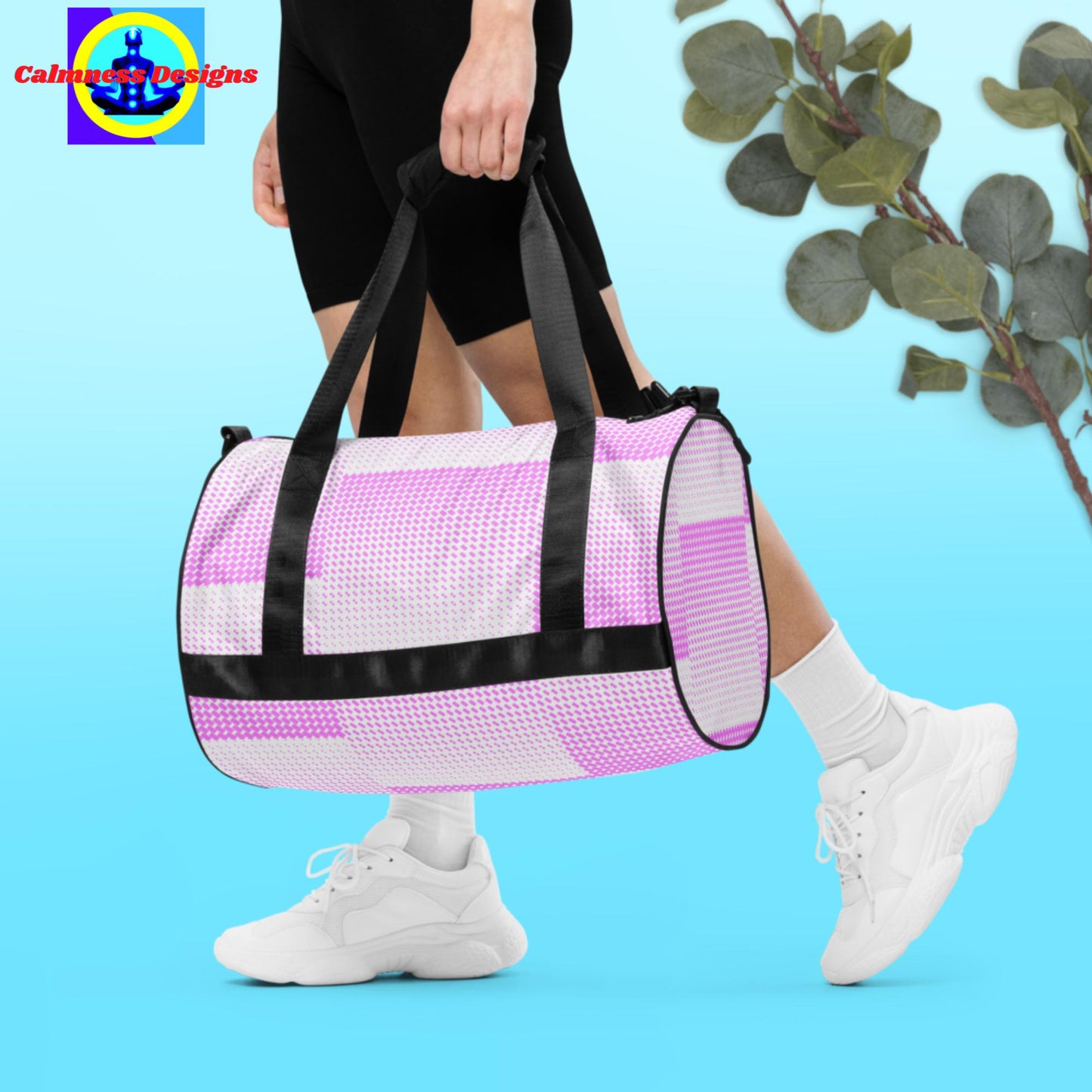 Calmness Designs, Pink Diamond Neon,  All-over print gym bag