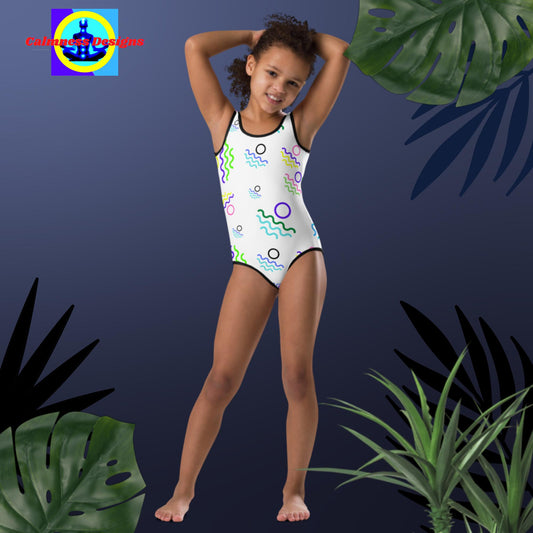 Kid's Swimming, Water, All-Over Print Kids Swimsuit