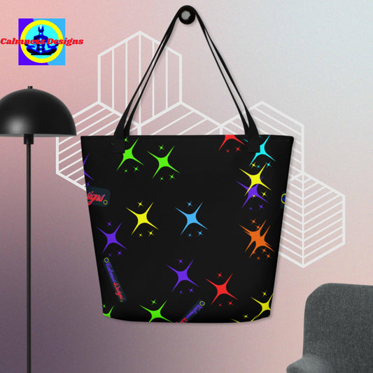 Diamond Stars Designer, All-Over Print Large Tote Bag