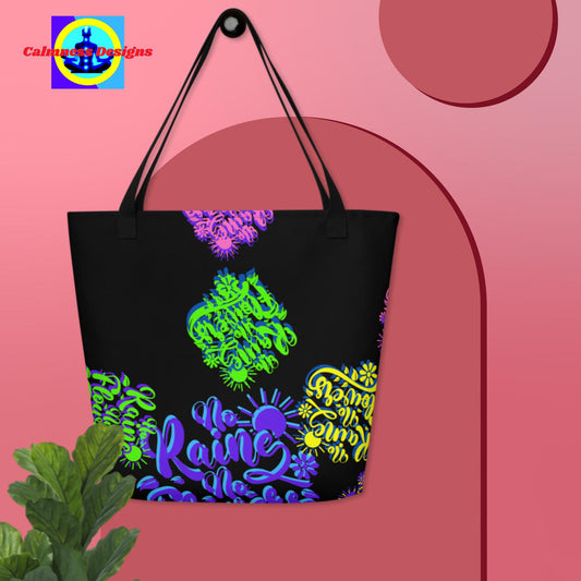 No Rain No Flowers,  All-Over Print Large Tote Bag