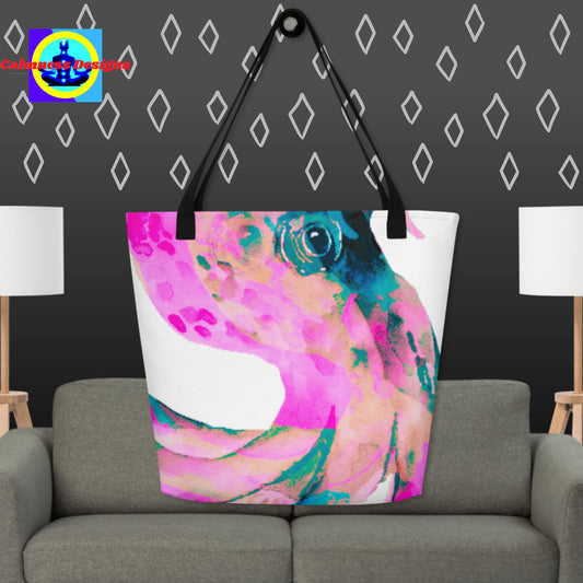 Octopus, Deep Meditation, All-Over Print Large Tote Bag