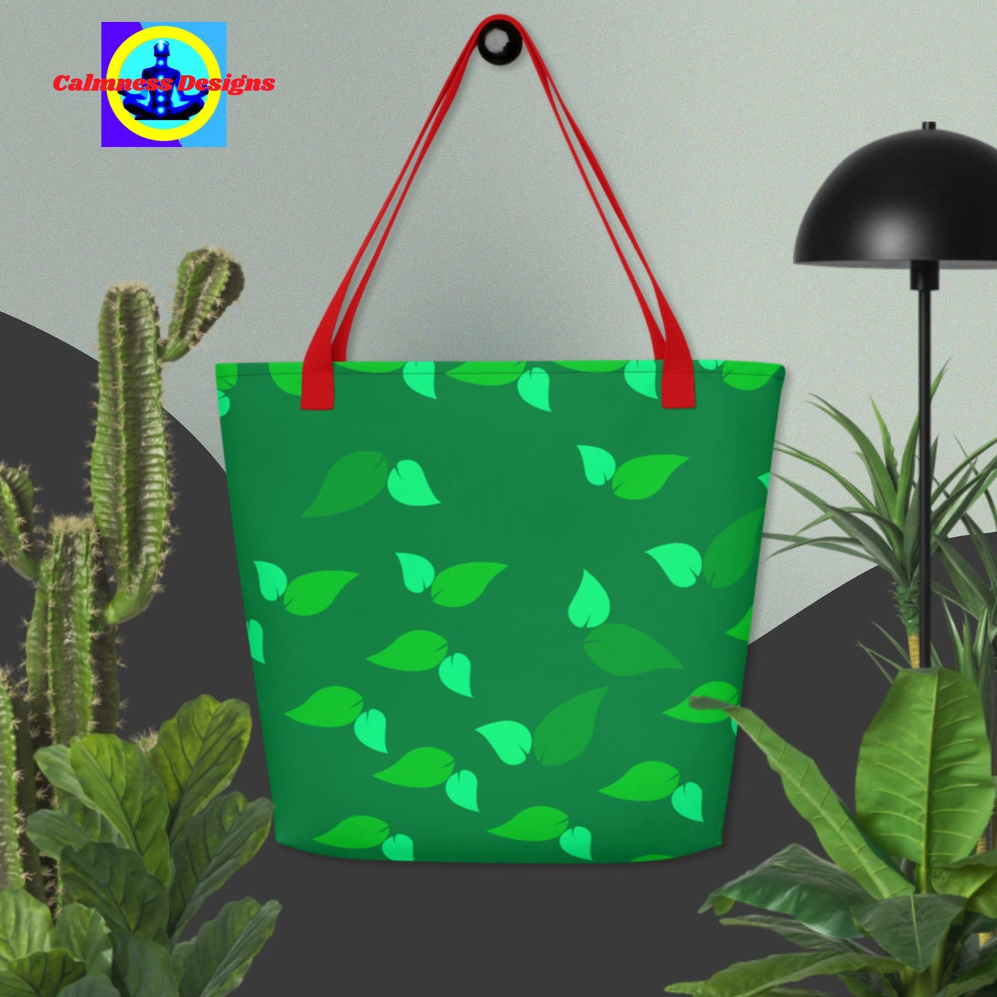 Beautiful Green Leaves,   All-Over Print Large Tote Bag