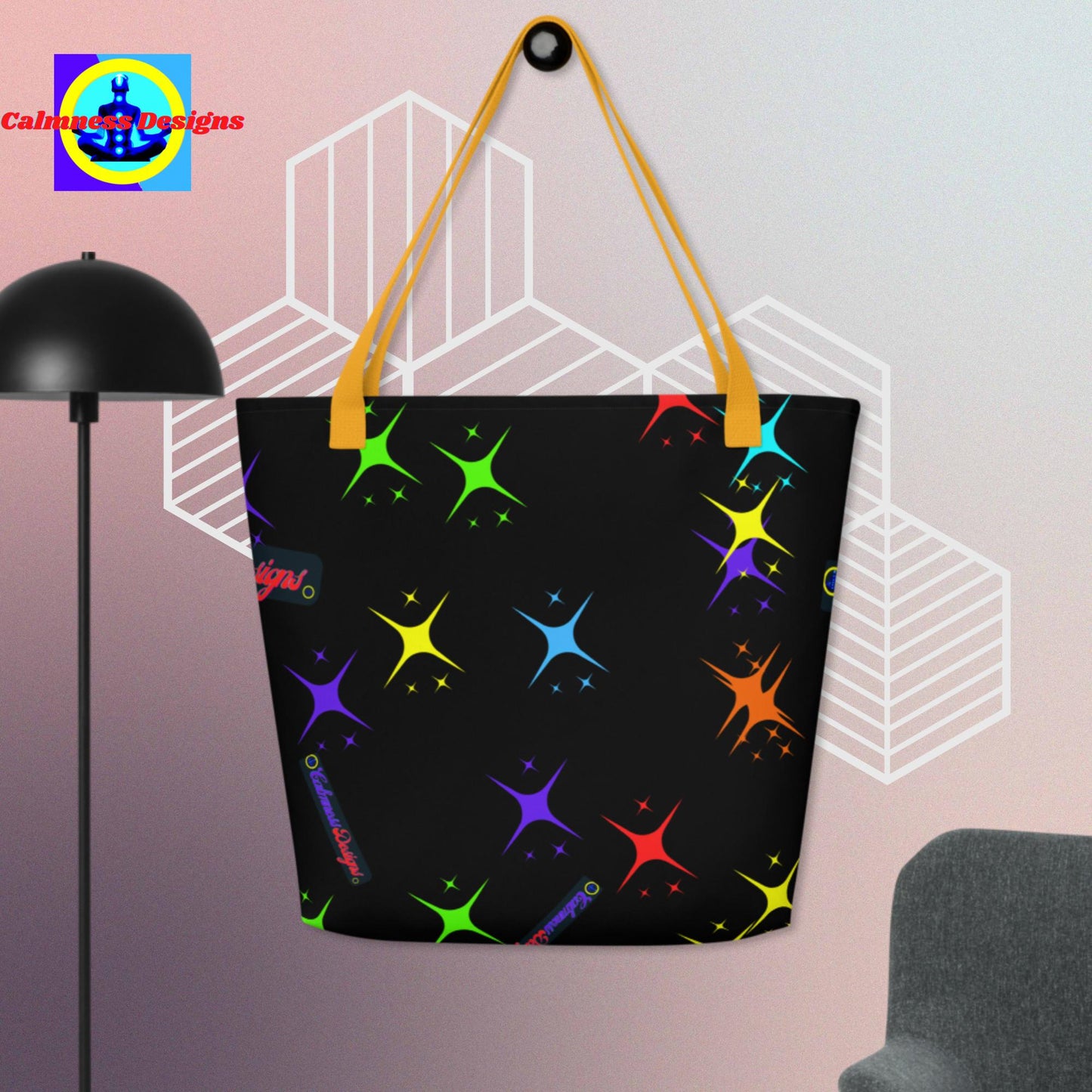 Diamond Stars Designer, All-Over Print Large Tote Bag