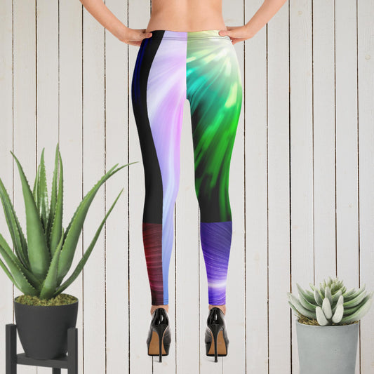 Big bang effect on bright blue galaxy sky,  Leggings