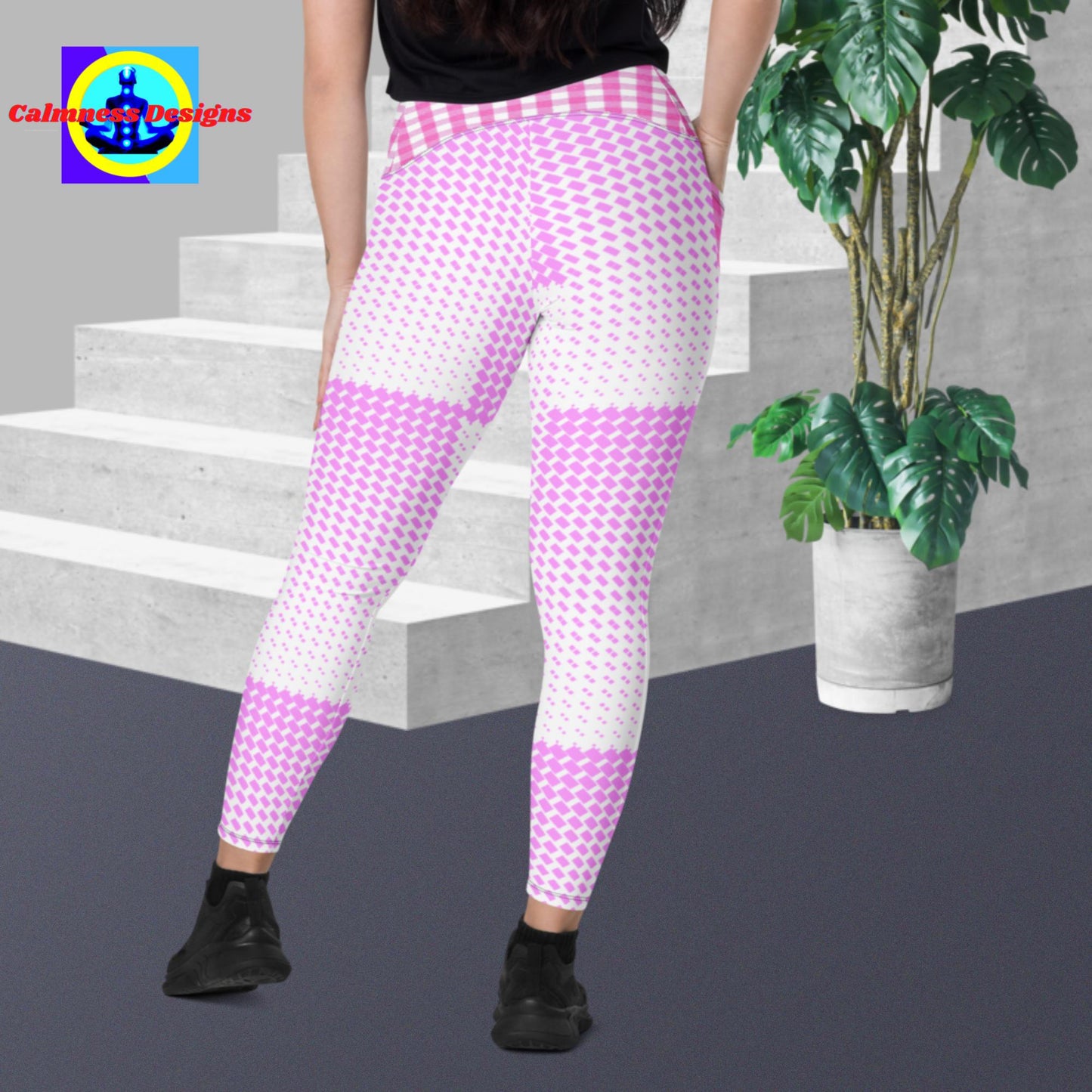 Calmness Designs, Pink Diamond Neon Leggings with pockets