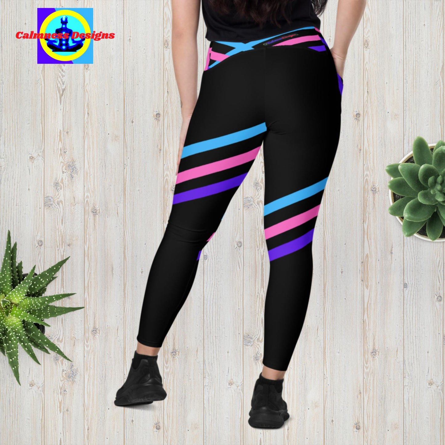 Calmness Designs, Designer's Styles, color-Lines,  Leggings with pockets