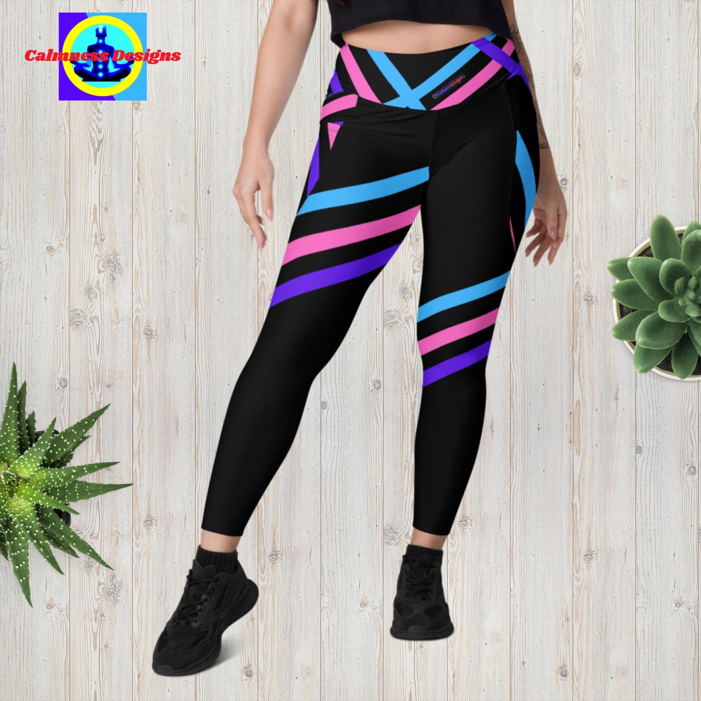 Calmness Designs, Designer's Styles, color-Lines,  Leggings with pockets