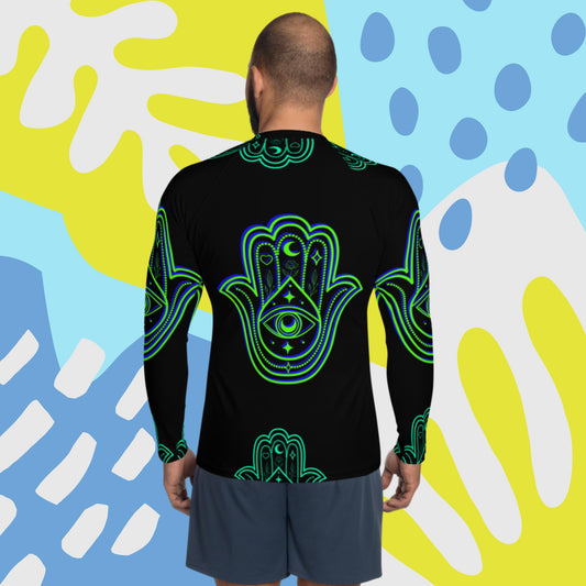 Desiign Hamsa Icon, for Protection,, Men's Rash Guard