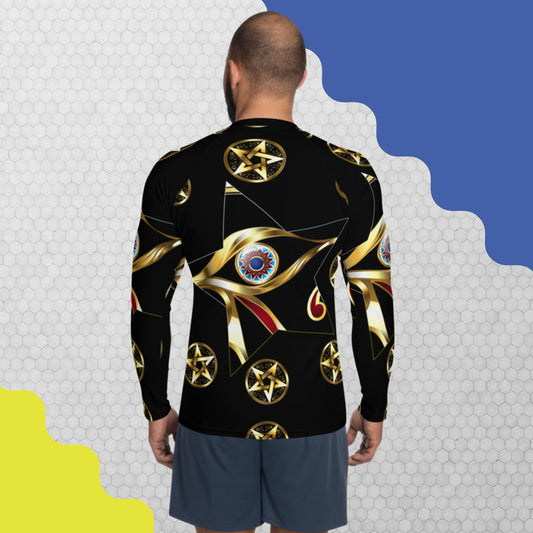 Gold Eye of Horus, Golden, eye, magic gold star,, Men's Rash Guard