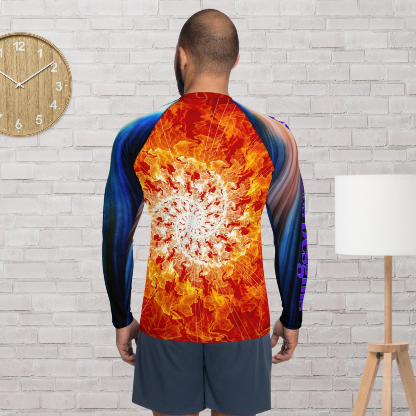 Powerful and Bright Abstract Sun, Color,  Men's Rash Guard