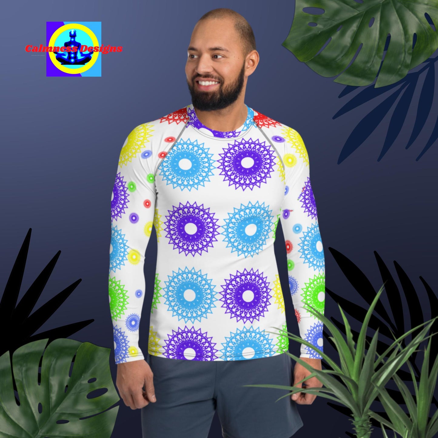 Mandala Round Objects,   Men's Rash Guard