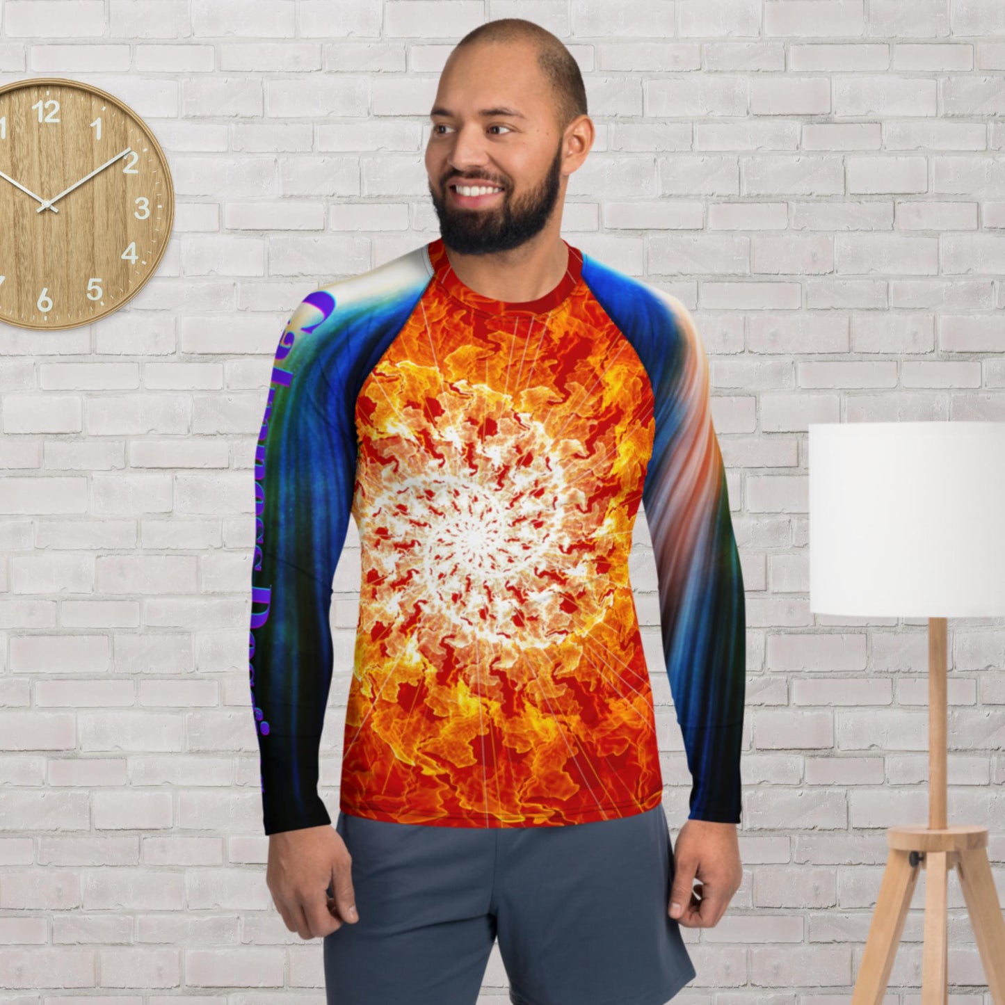 Powerful and Bright Abstract Sun, Color,  Men's Rash Guard