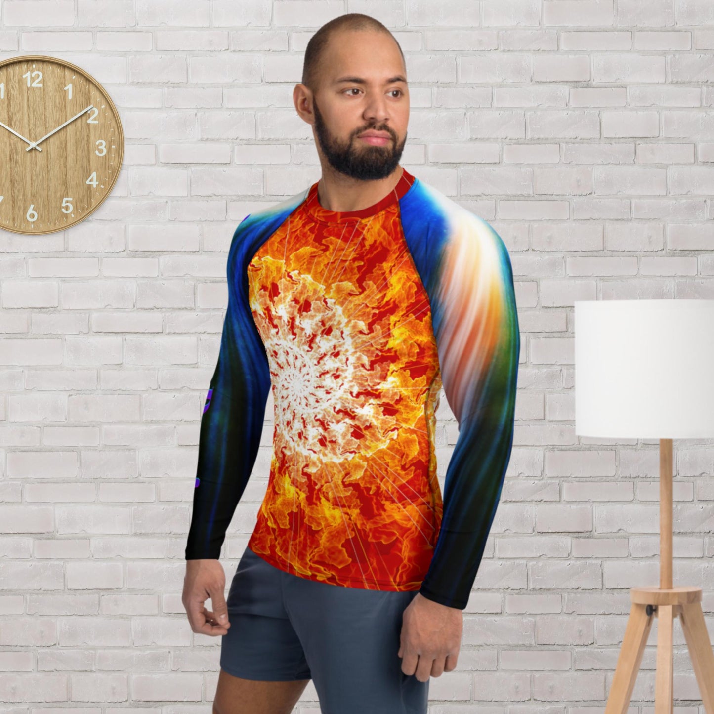 Powerful and Bright Abstract Sun, Color,  Men's Rash Guard