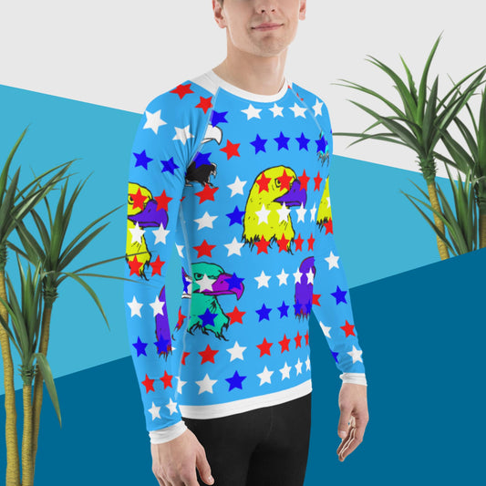 STARS, BALD-HEAD EAGLE,, Men's Rash Guard