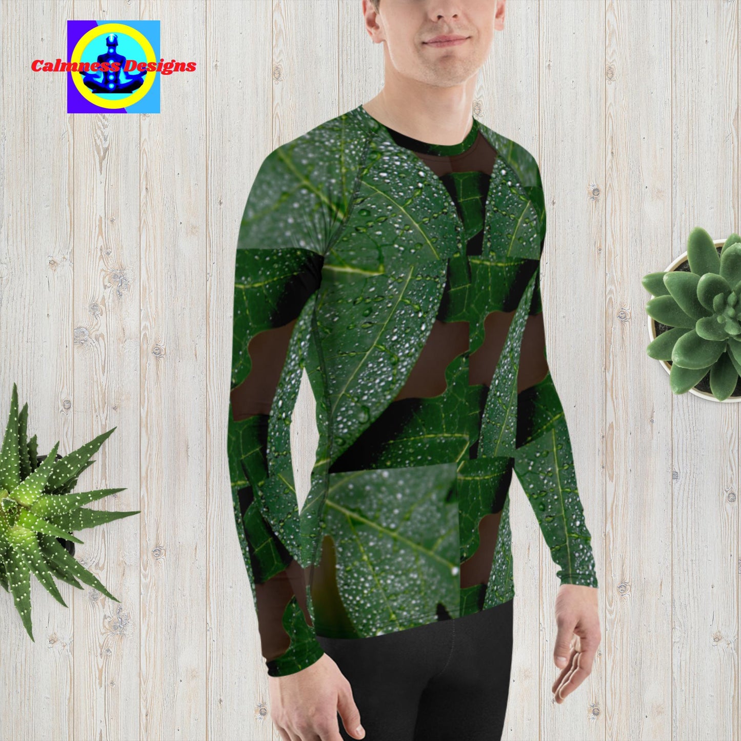 Wet Hydrangea Leaves , Men's Rash Guard