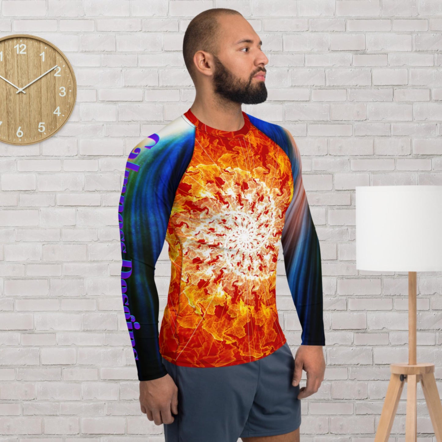 Powerful and Bright Abstract Sun, Color,  Men's Rash Guard