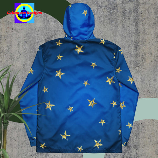 Gradient Stars, Gold Stars,  Men’s windbreaker