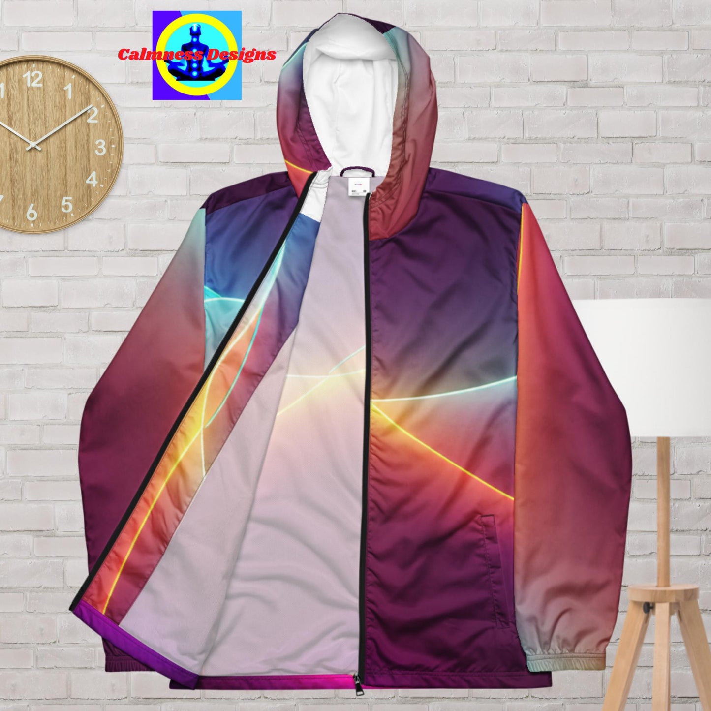 Beautiful, Colorful,  Gradient Waves, Men’s windbreaker