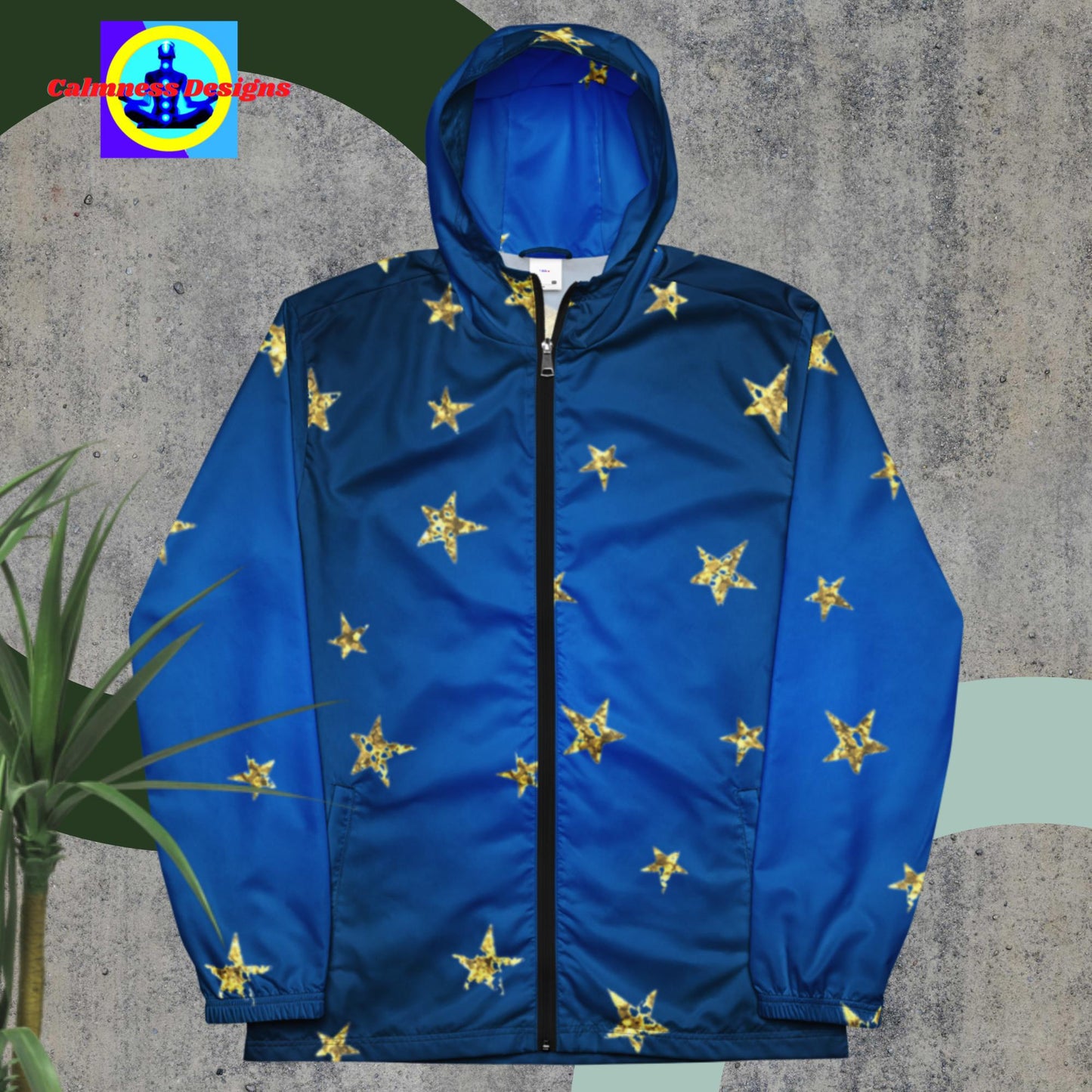 Gradient Stars, Gold Stars,  Men’s windbreaker