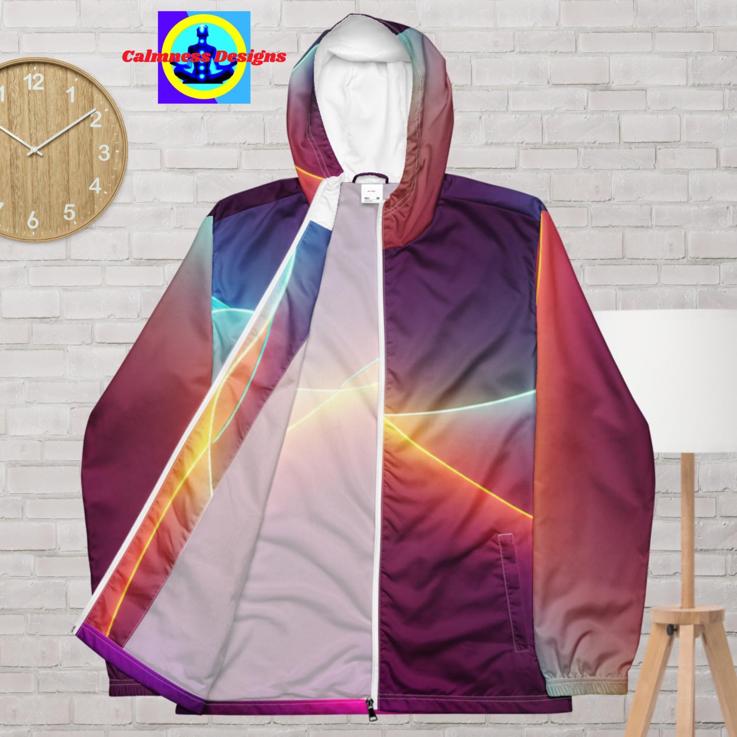 Beautiful, Colorful,  Gradient Waves, Men’s windbreaker