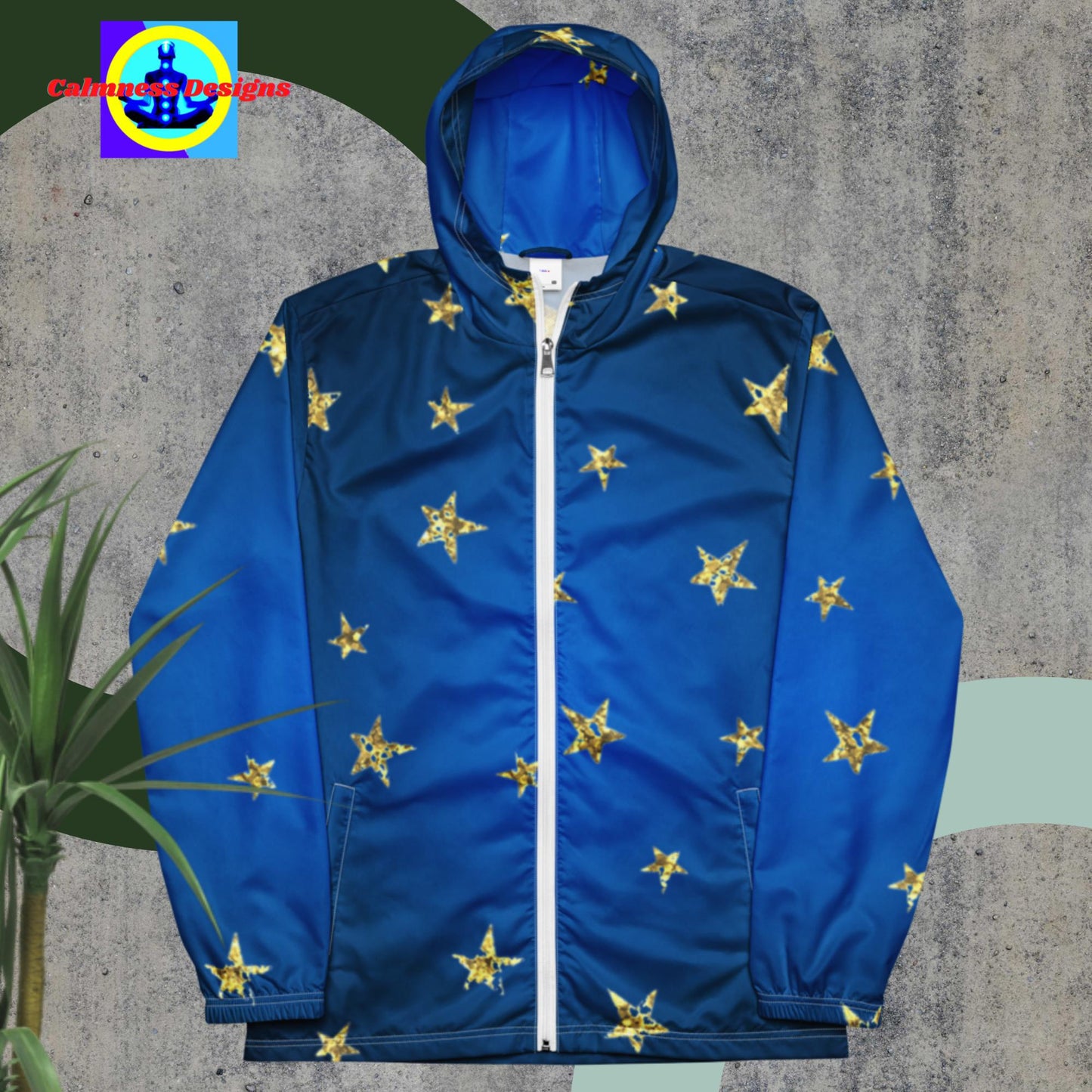 Gradient Stars, Gold Stars,  Men’s windbreaker