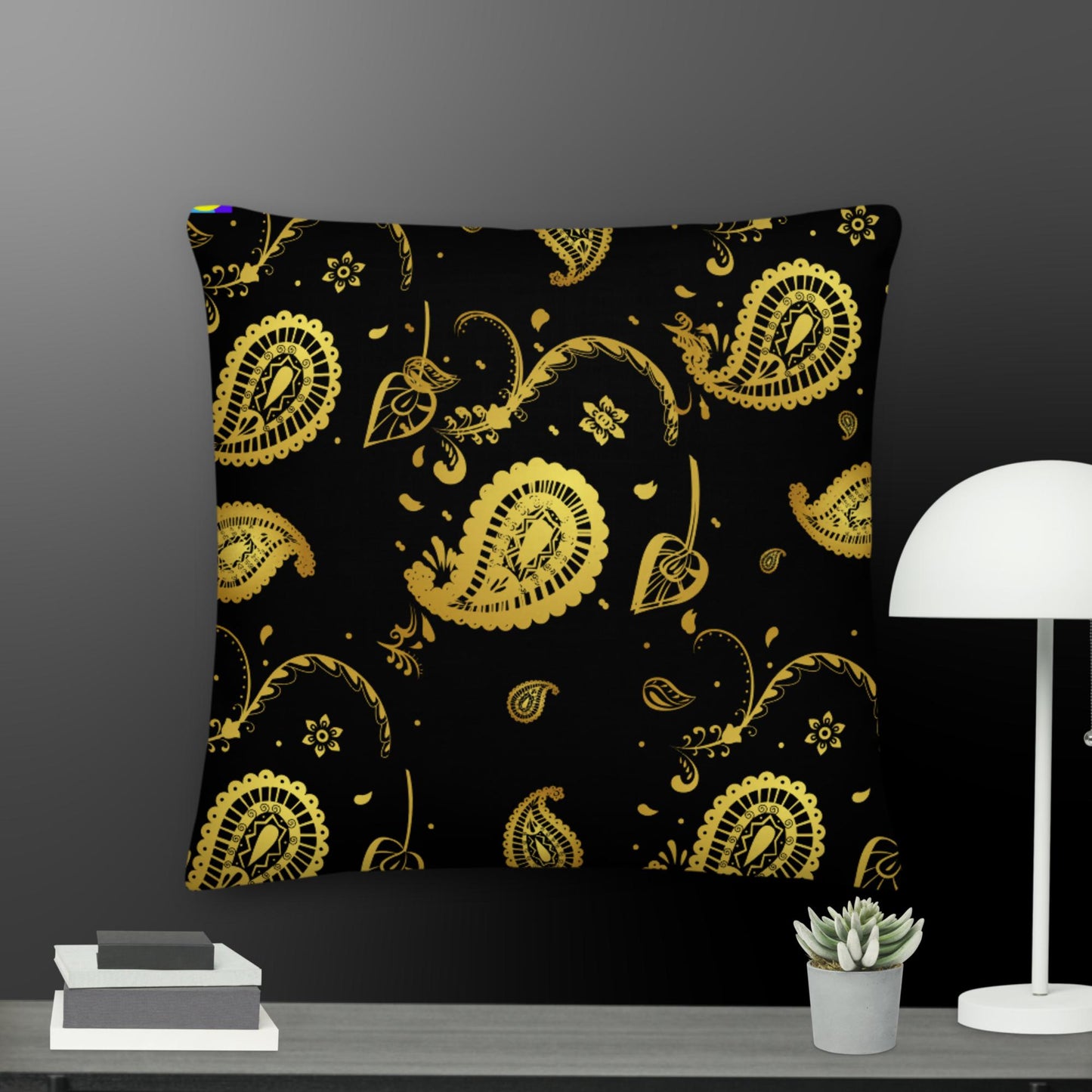 Calmness Designs Gold Paisley, Premium Pillow