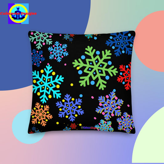 Christmas Elements Snow Flakes,   Premium Pillow