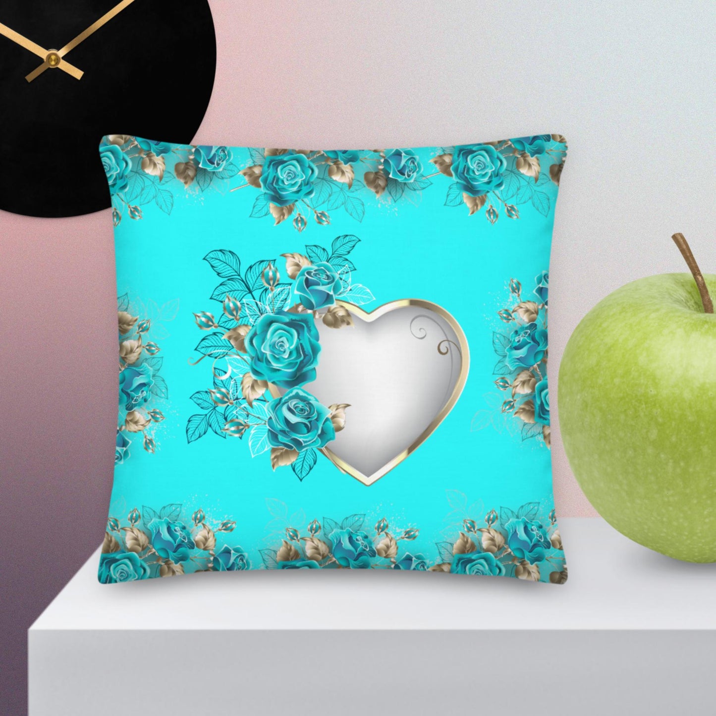 Calmness Designs Heart  With Roses On Lace, Premium Pillow