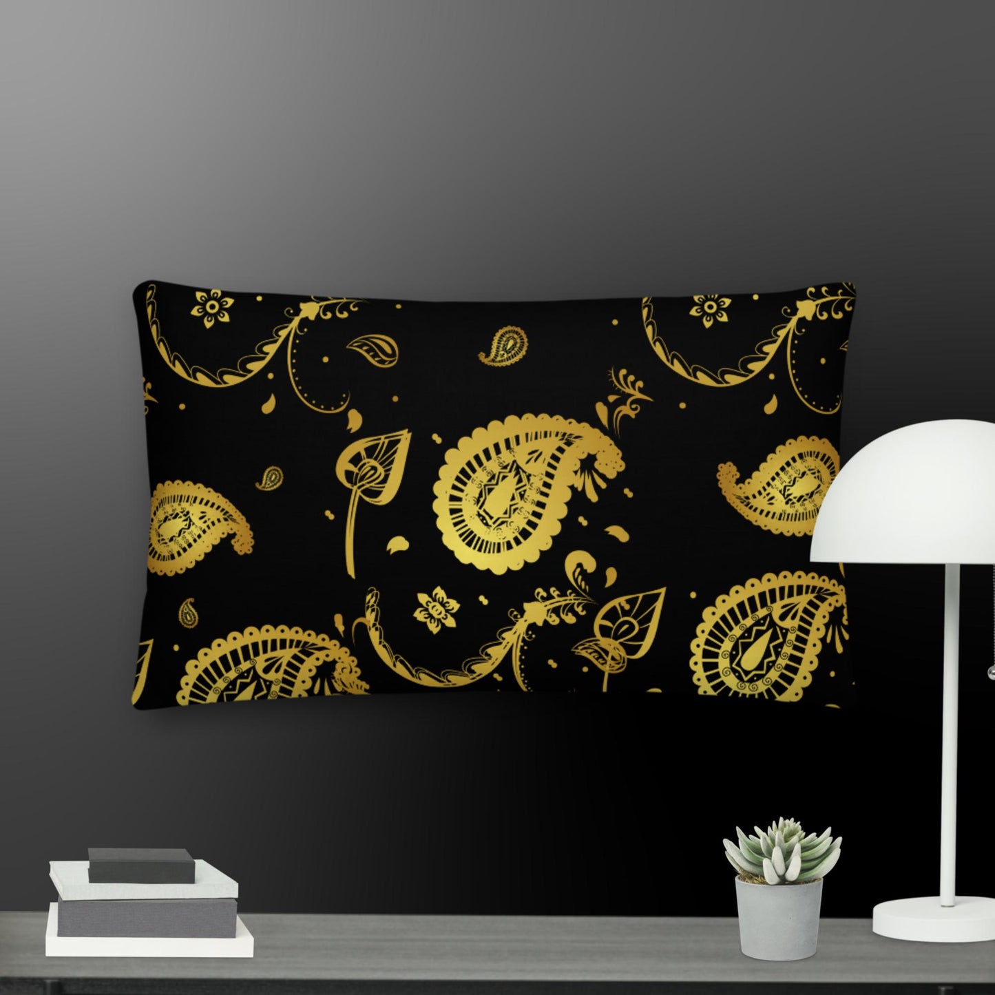 Calmness Designs Gold Paisley, Premium Pillow