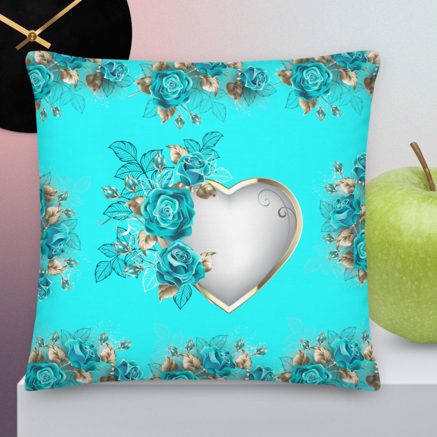 Calmness Designs Heart  With Roses On Lace, Premium Pillow