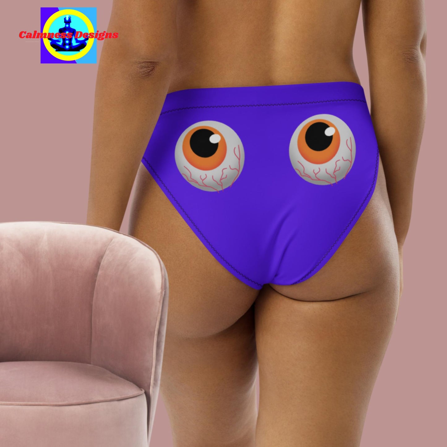 Eyeball Holding a Magnifying Glass, Recycled high-waisted bikini bottom