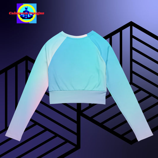 Beautiful, Gradient, Colors, Pink & blue, Recycled long-sleeve crop top