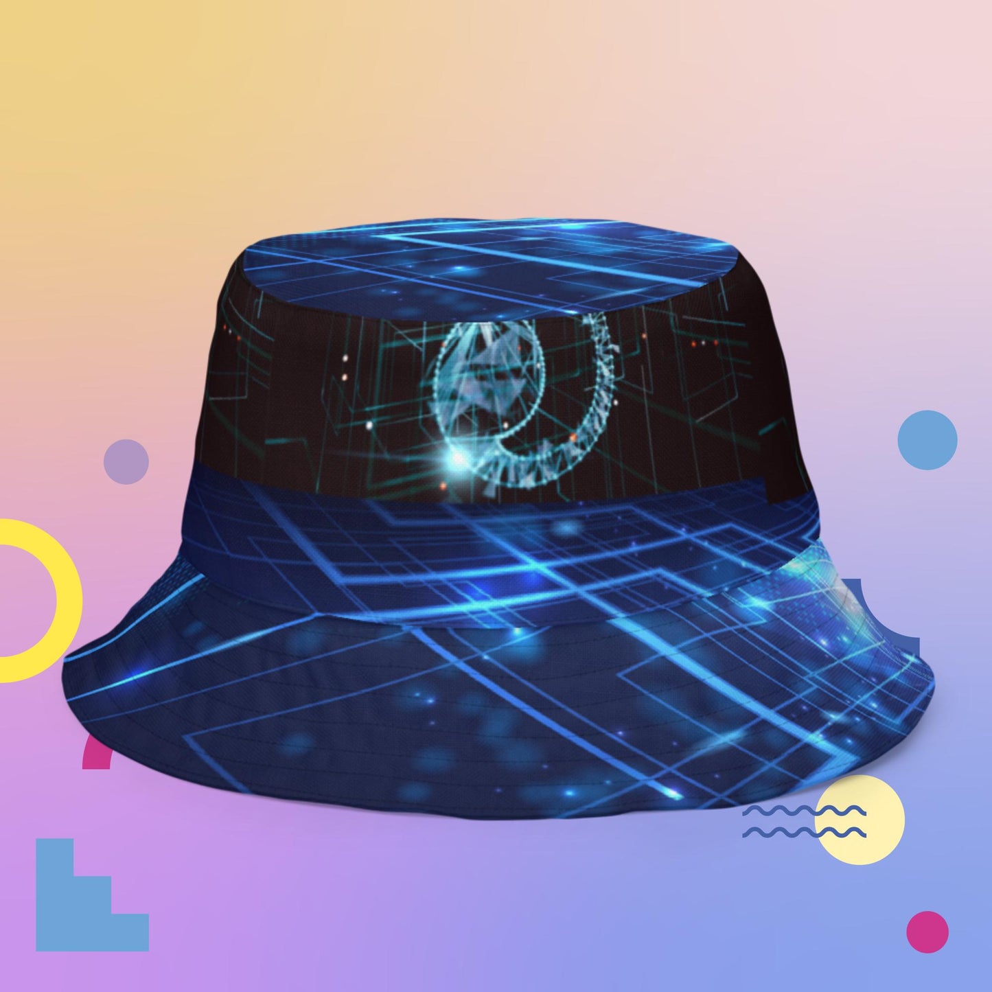 3D Digital Cloud Music Technology,  Reversible bucket hat